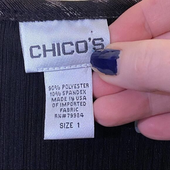 Chicos Animal Print Shimmer Scoop Neck Top Size medium - Picture 3 of 5